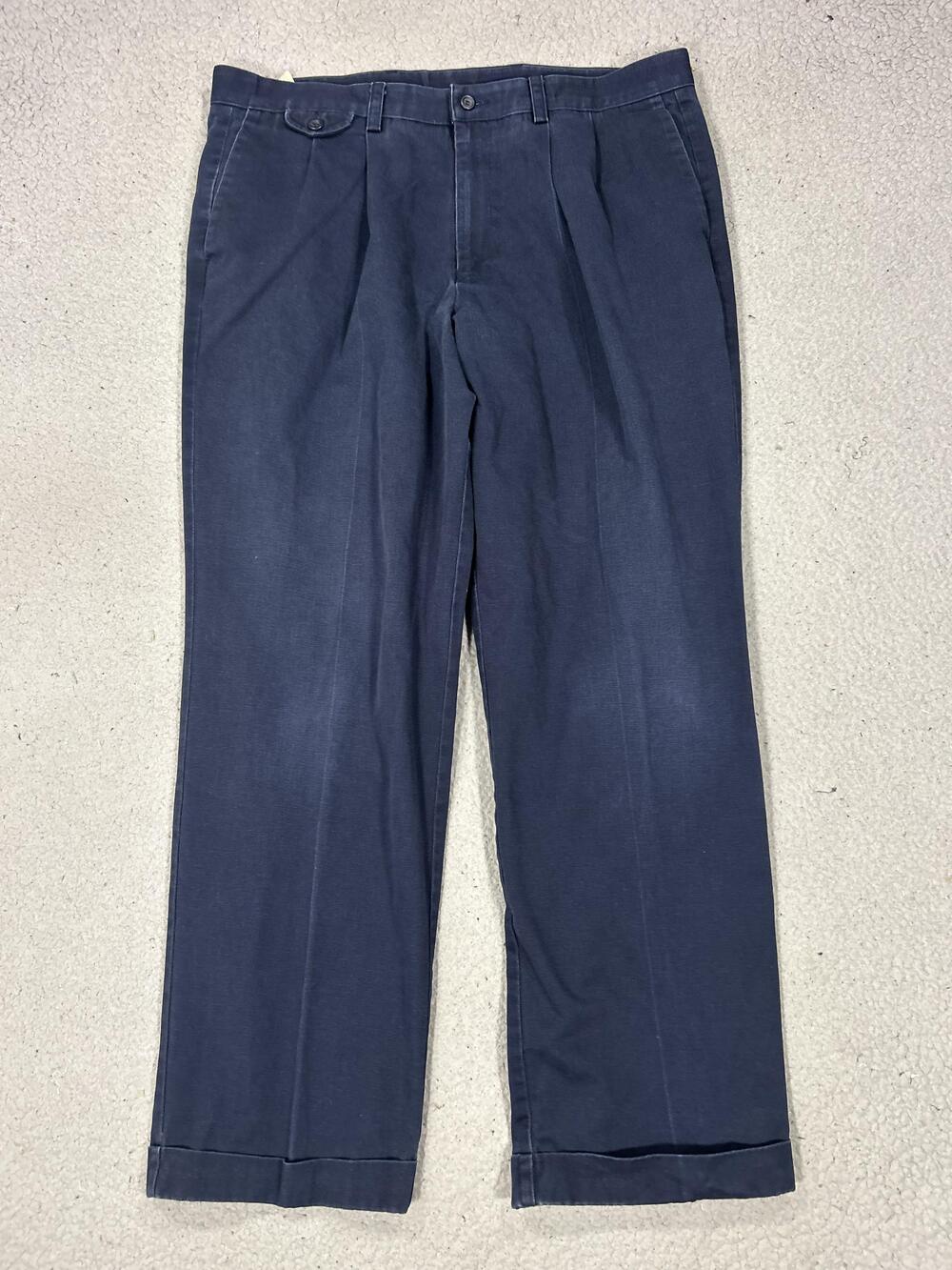Dockers Dress Pants Mens 38 Blue Pleated Cuffed Relaxed Fit Chino Casual